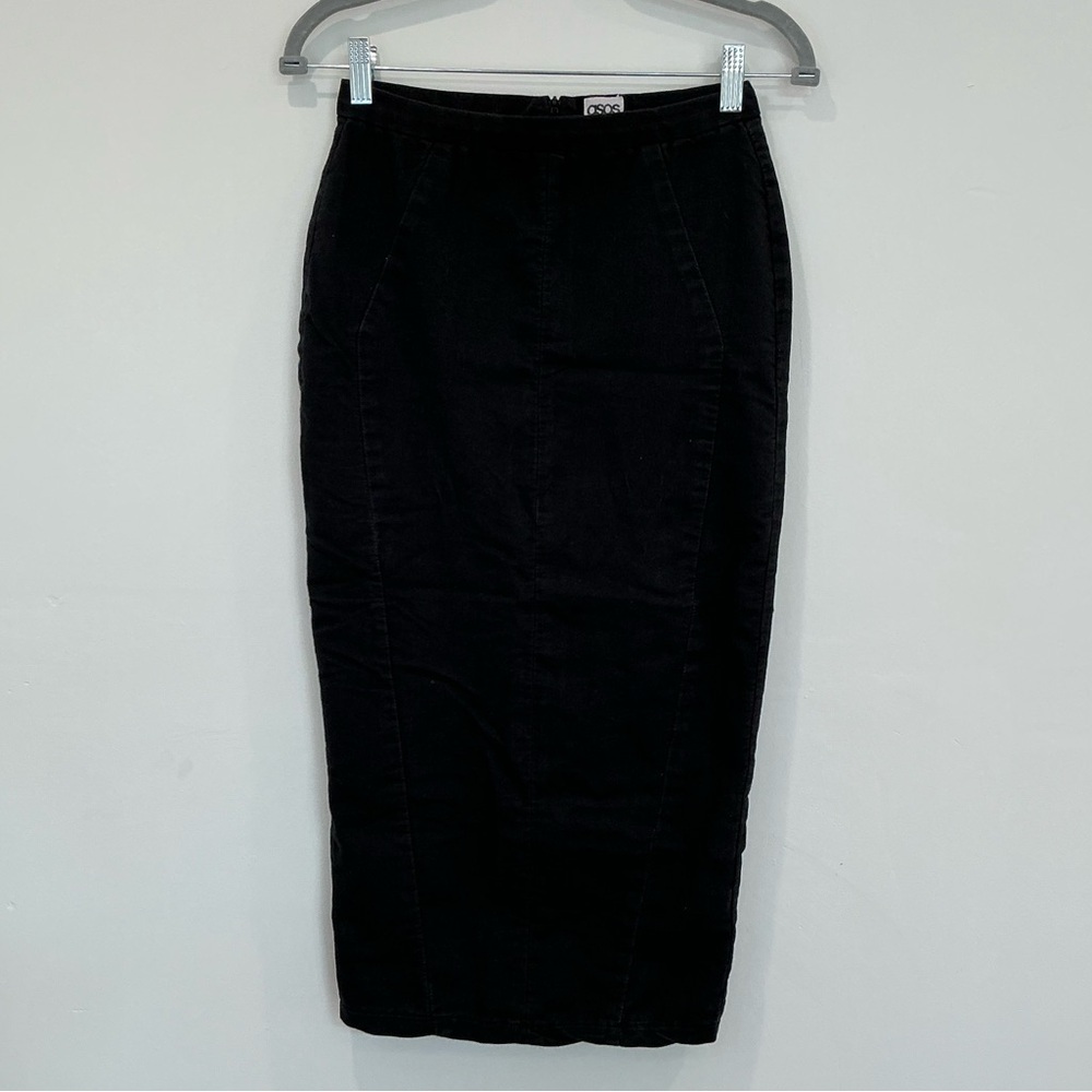 ASOS Denim Black Pencil Skirt - Picture 2 of 11